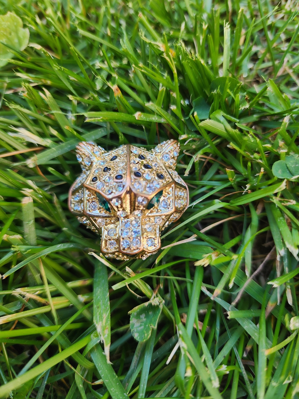 Gold Crystal Panther Head Brooch - Women's Jewelry